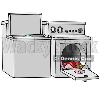 Clipart Illustration Of A Top Loading Washing Machine And An Open