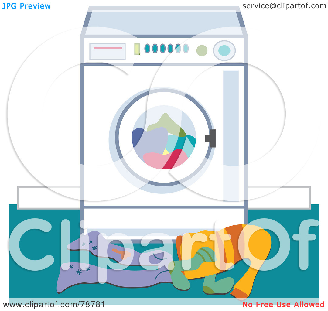 Clipart Illustration Of Dirty Laundry In Front Of A Washing Machine By