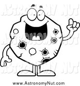Clipart Of A Black And White Smart Asteroid With An Idea By Cory