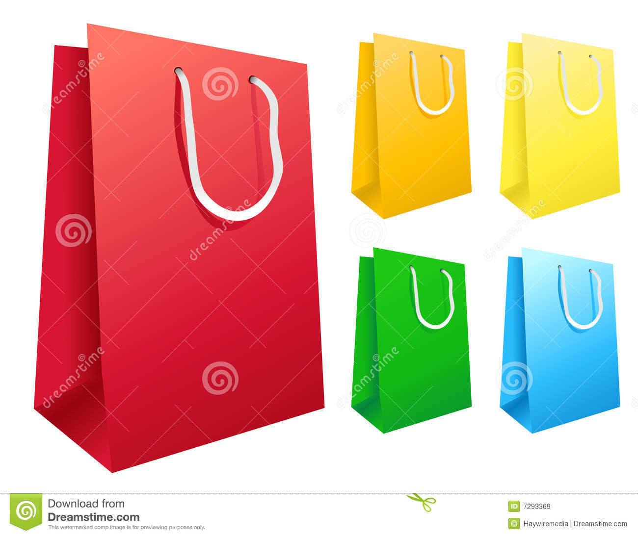 Colorful Shopping Bags Are Standing Upright Isolated On A White