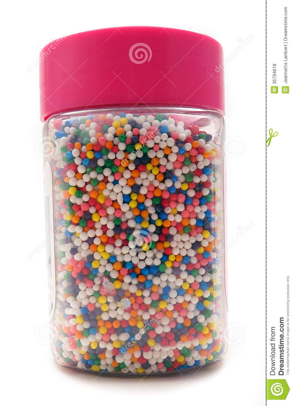 Colorful Sprinkles For Cake Decoration In A Jar With Pink Lid