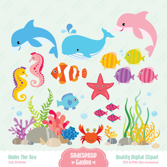 Digital Clipart Under The Sea Clip Art For Scrapbooking Party