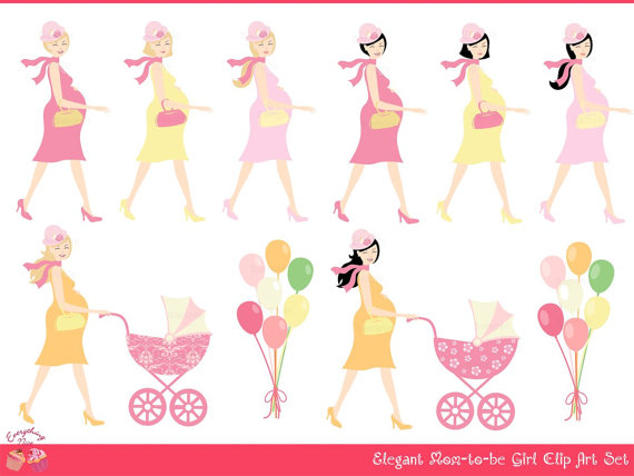 Elegant Mom To Be Girl Clip Art Set By 1everythingnice On Etsy