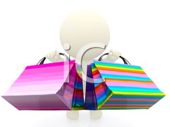 Figure Carrying Colorful Shopping Bags   Royalty Free Clipart Image