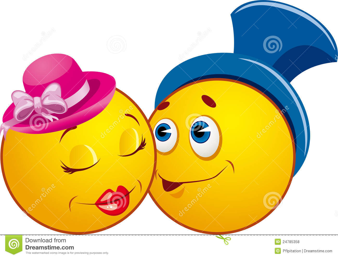 Flirting Smiley Icons Vector  Happy Couple In Love  Isolated On White