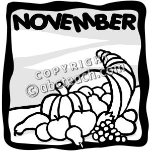 Frame With Fall Fruits And Vegetables Clip Art In Black And White