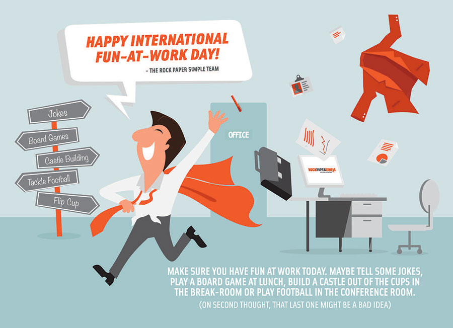 Happy International Fun At Work Day     Rock Paper Simple