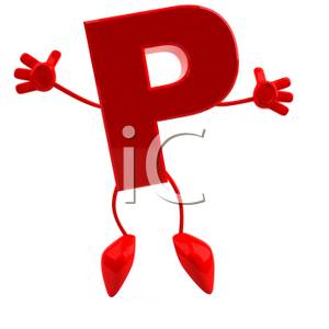 Jumping Red Letter P   Royalty Free Clipart Picture