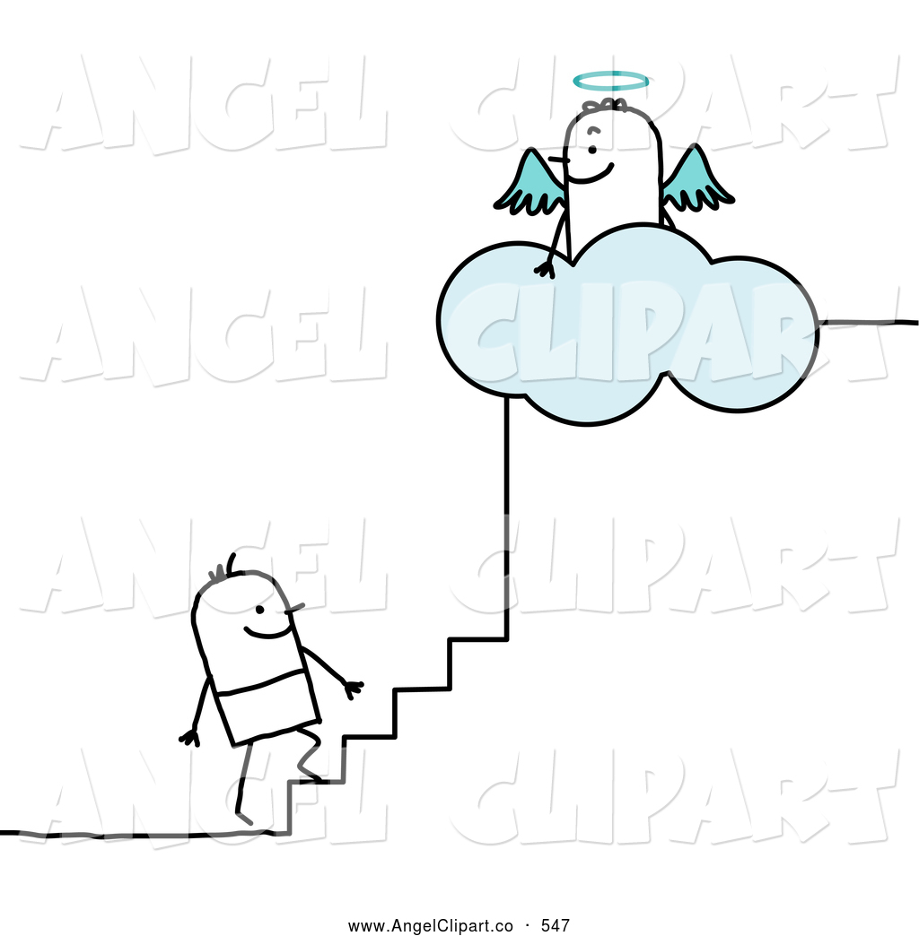 Larger Preview  Clip Art Of A Stick Person Man Climbing The Steps To