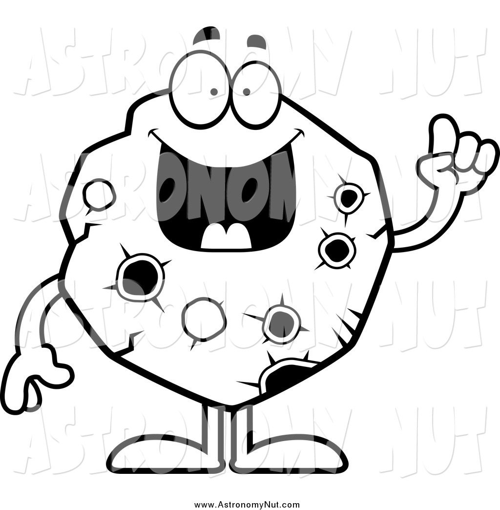 Larger Preview  Clipart Of A Black And White Smart Asteroid With An