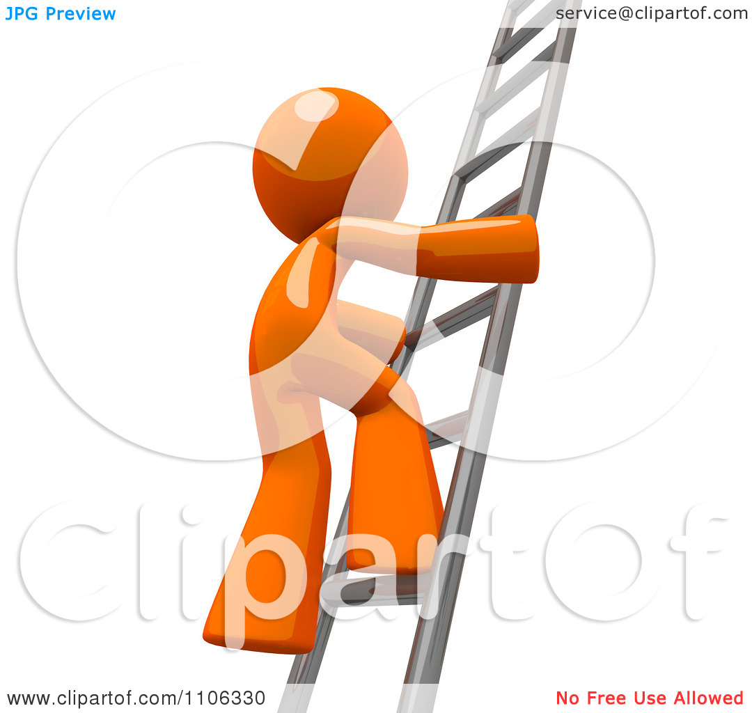Man Climbing Ladder Clipart 3d Orange Man Climbing
