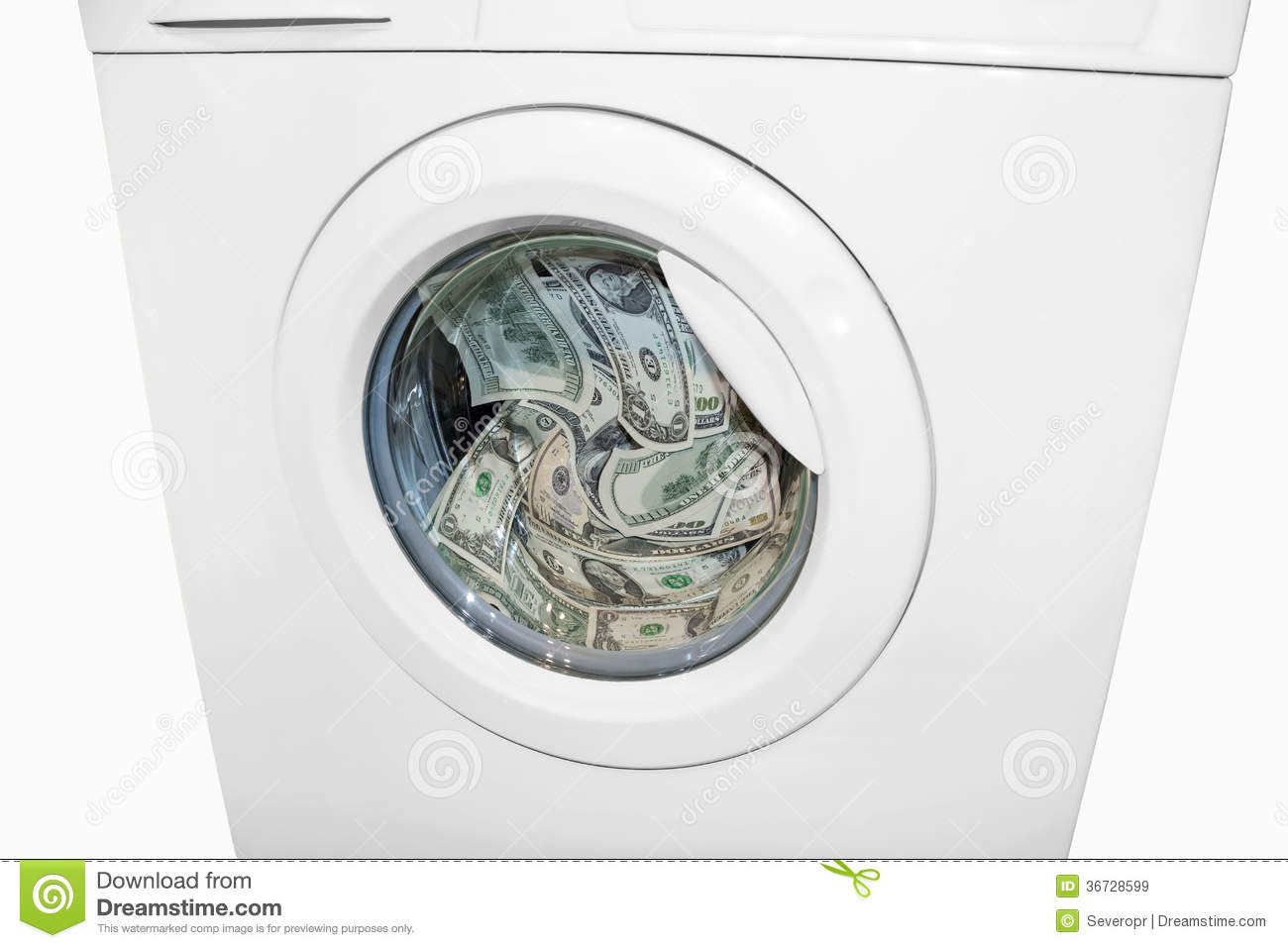 Money Laundering With Washing Machine Royalty Free Stock Images