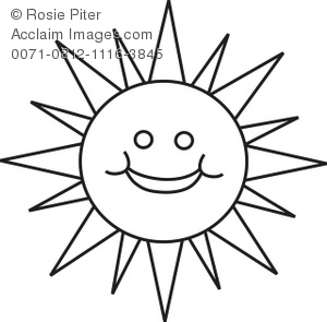 Royalty Free Clipart Illustration Of A Smiley Face Sun Outline