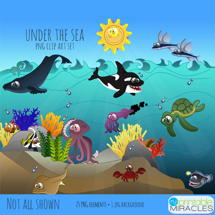 Under The Sea Clipart Set   Ocean Theme By Printablemiracles