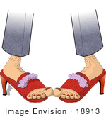 18913 Person With Hairy Legs And Toes Wearing Red High Heels Clipart
