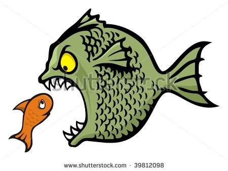 Angry Fish Bullying A Little One Cartoon Illustration   39812098