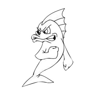 Angry Fish Cartoon Clip Art Vector Illustration Animal 00060