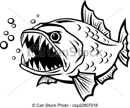 Angry Fish In Cartoon Style Isolated On White Background