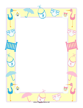 Baby Shower Border This Baby Shower Border Features A Yellow Frame