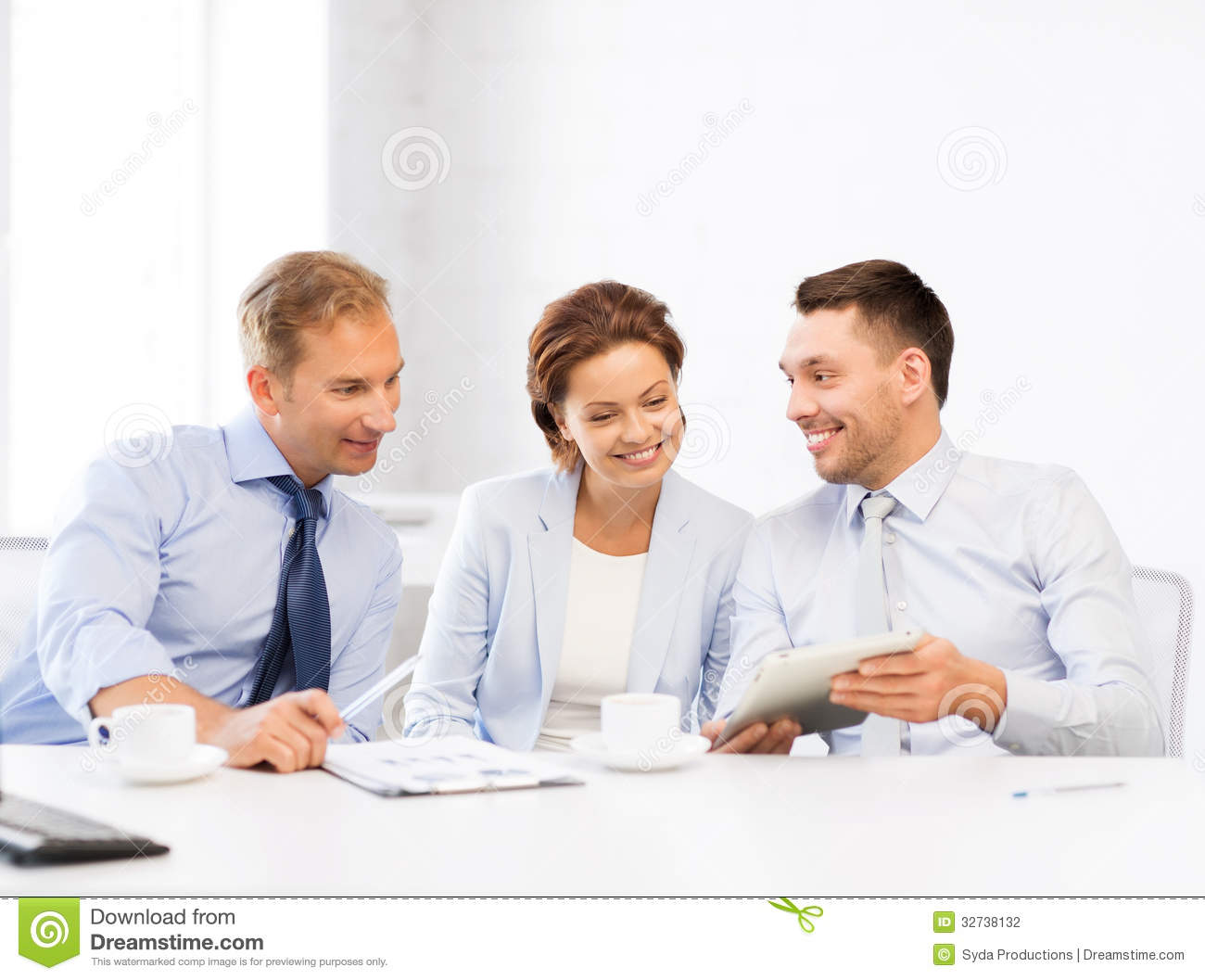 Business Team Having Fun With Tablet Pc In Office Stock Photography