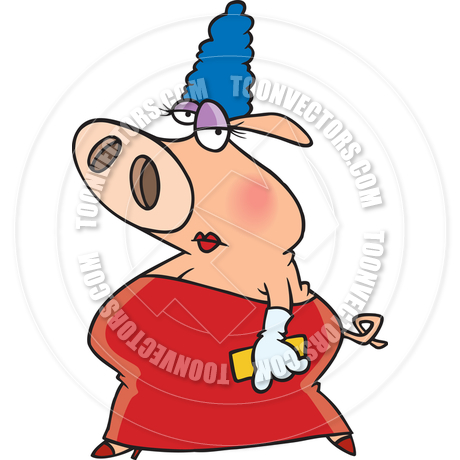 Cartoon Fancy Pig By Ron Leishman   Toon Vectors Eps  10659