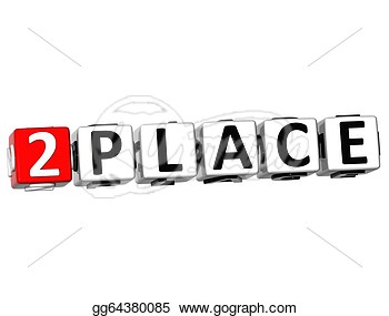 Clip Art   3d Second Place Button Click Here Block Text Over White