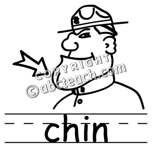 Clip Art Basic Words Chin B W Labeled Basic Words Illustration Chin