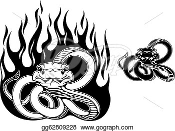 Clip Art   Danger Rattlesnake In Two Variations With Black Flames For