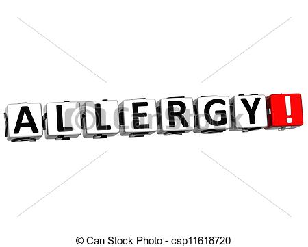 Clip Art Of 3d Allergy Button Click Here Block Text Over White