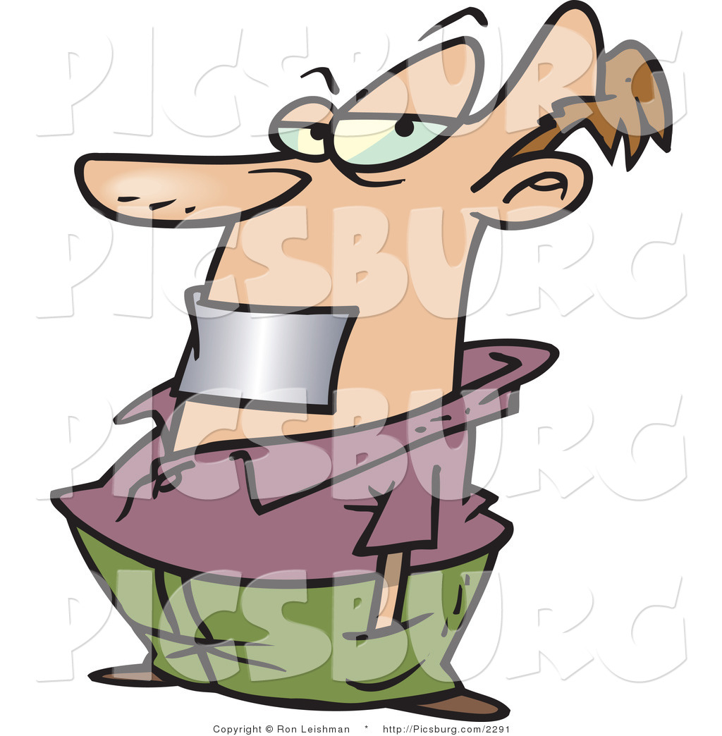 Clip Art Of A Caucasian Gagged Man With Duct Tape Over His Mouth By