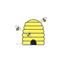 Clip Art Picture Of A Bee Hive With Bees Found On Polyvore More