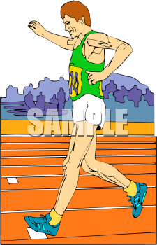 Clipart Picture Of A College Athlete Running In A Track Meet