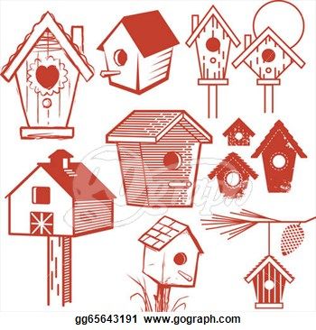Country Birdhouse Clipart   Stock Illustration Clip Art Set Of