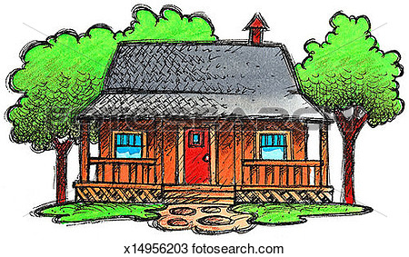 Drawing   Cottage  Fotosearch   Search Clipart Illustration Fine Art