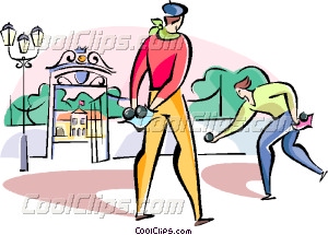 Frenchmen Playing Boules Vector Clip Art