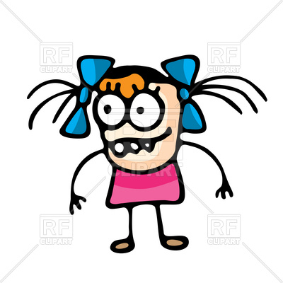Funny Cartoon Girl With Pigtails Download Royalty Free Vector Clipart