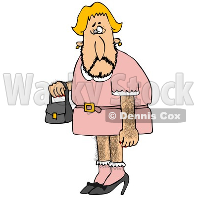 Hair Wearing A Pink Dress And High Heels And Carrying A Purse Clipart