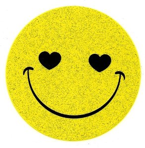Happy Face W Heart Eyes In Love Smiley Yellow Glitter    