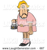 Humorous Clip Art Of A Hideous Hairy Blond Male Cross Dresser With    
