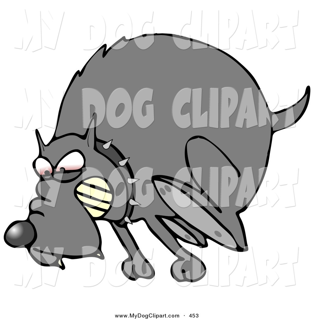 Larger Preview  Clip Art Of A Mad Gray Dog In The Red Zone Wearing A    
