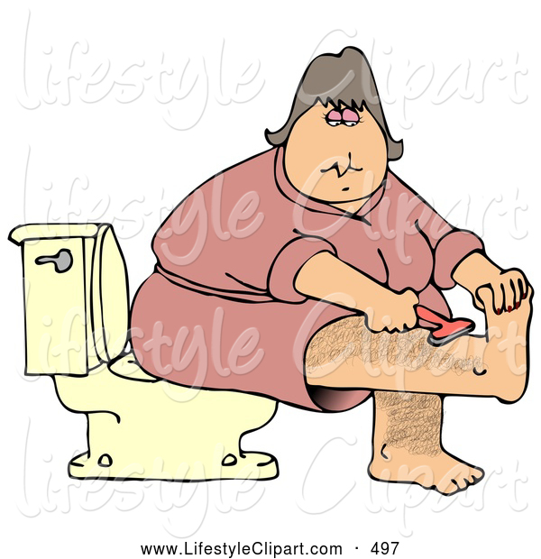 Lifestyle Clipart Of A Chubby Middle Aged Caucasian Woman In A Pink    