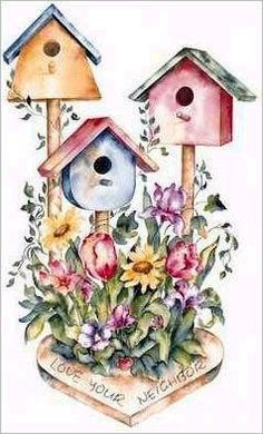     Pajaritos On Pinterest   Birdhouses Decoupage And Art Deco Paintings
