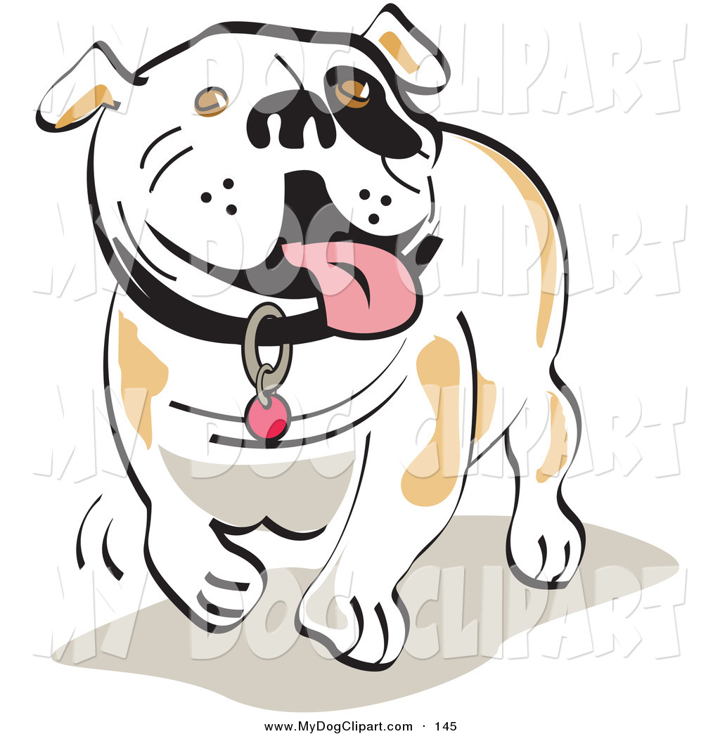 Preview  Clip Art Of A Happy Bulldog Walking And Hanging His Tongue