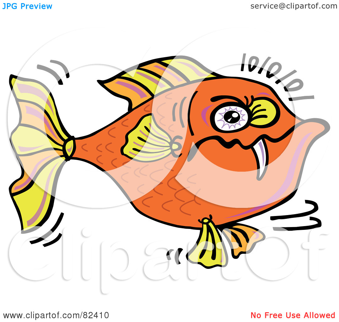 Royalty Free  Rf  Clipart Illustration Of A Cartoon Angry Orange Fish