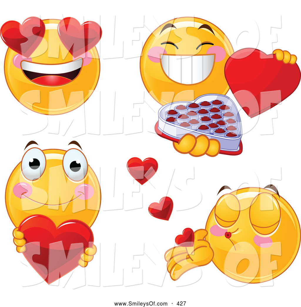     Smiley Clipart Of Avalentine Smiley Emoticon With Heart Eyes In Love
