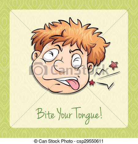 Vector Clip Art Of Idiom Bite Your Tongue Illustration Csp29550611