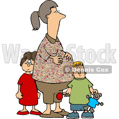 Woman Standing With Her Son And Daughter Clipart   Djart  4713