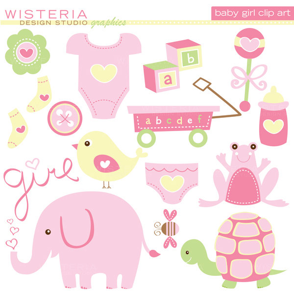 Baby Girl Elements Instant Download Clip By Wisteriadesignstudio