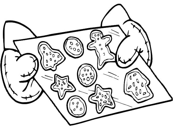 Baking Cookies   Christmas Tray Baking Cookies Coloring Pages
