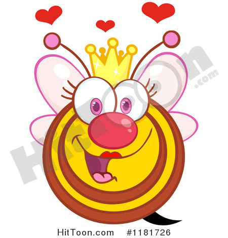 Bee Clipart  1181726  Happy Queen Bee With Hearts Pink Wings And A